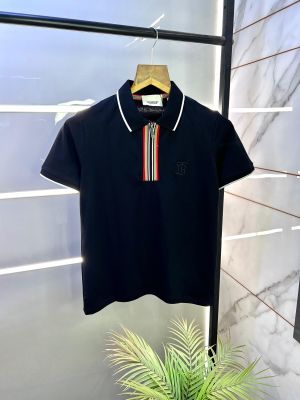 Burberr y Black Polo Neck Premium Collar T-shirt F2910-B1