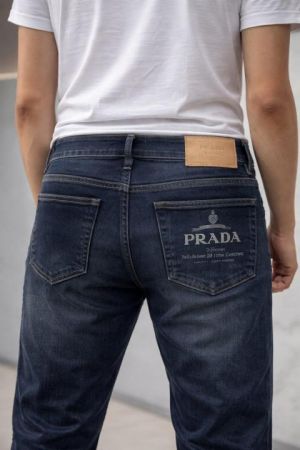 Prad Green Shade Straight Fit Premium Imported Stretchable Lycra Fabric Denim with Printed Logo 3714