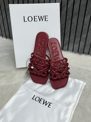 Loewe Red Wine Petal Anagram Slides For Women With Original Box And Dust Cover