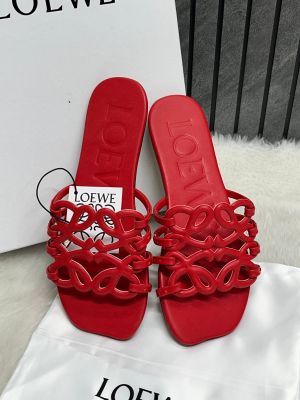 Loewe Red Petal Anagram Slides For Women With Original Box And Dust Cover