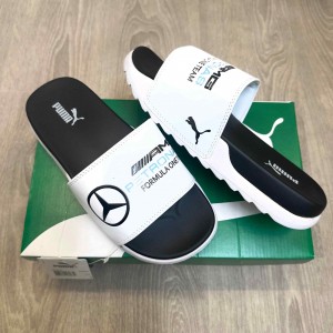 Pum.a Mercedes AMG Petronas Soft Comfort Premium White Black Slides