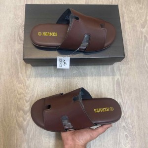 Hermes Izmir Premium Brown Slides