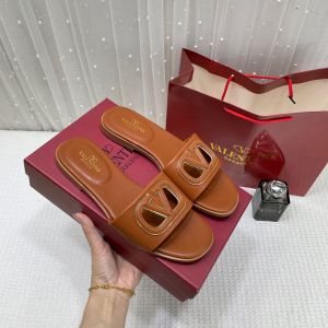 Valentinno_Garavani_VLogo_Signature_Flat_Leather_Sandals_Brown_With_OG_Box_&_Carry_Bag_1892_Brown