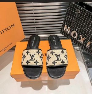 Louis_Vuitton_Lv__Brown_Canvas_Flat_Mule_For_Her_Wid_OG_Box_Carry_Bag_Brown_Canvas