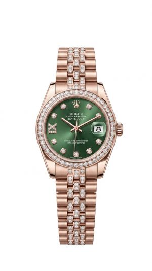 Roleex Women Date Only Rosegold Green