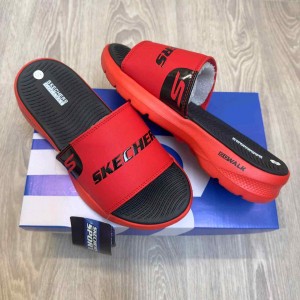 Skecher.s GOwalk Goga Mat Premium Red Black Slides