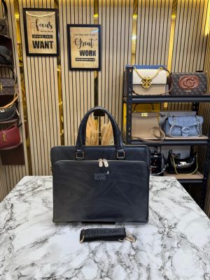 Mont Blanc Polished Premium Quality Laptop Bag With Strap (Black F8006-5)