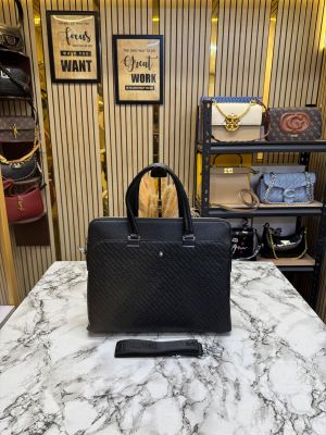 Mont Blanc Monogram Embossed Leather Laptop Bag With Strap (WY8205-Black)