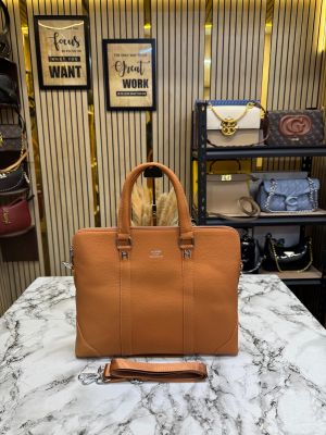 Hermes Cognac Leather Laptop Bag With Strap (Tan - H1967)