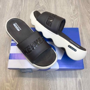 Skecher.s Massage Fit Footbed Brown Cream Slides