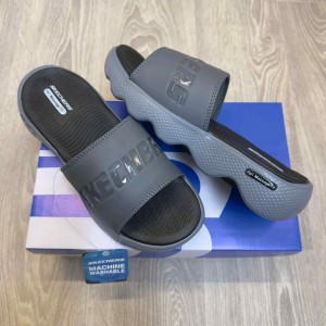 Skecher.s Massage Fit Footbed Grey Black Slides