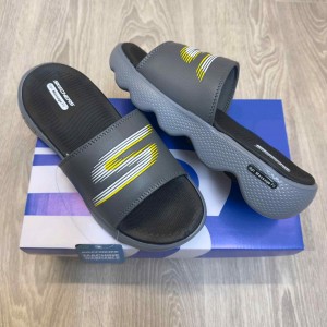 Skecher.s Massage Fit Footbed Grey Black Slides