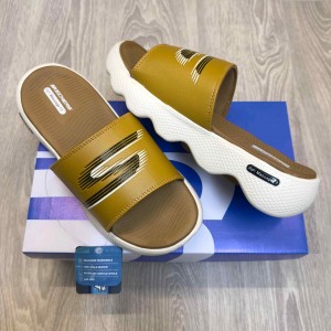 Skecher.s Massage Fit Footbed Tan Cream Slides