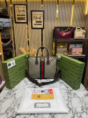 Gucc_i Ophidia GG Supreme Stripe Briefcase With Box And Dust Bag