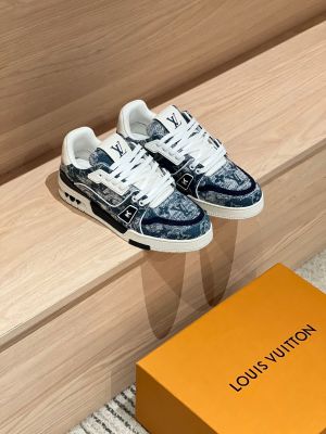 Loui.s Vuitton Lv Trainer Blue Low Top Sneaker Denim