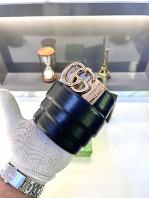 Gucc_i Glossy Golden Reversible Belt Fa 668