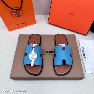 Herm.s Izmir Sandals Bleu Santorin Epsom Calfskin Leather