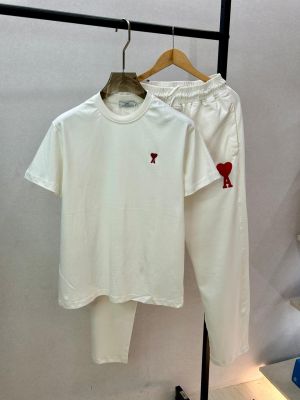 Ami White Embroidery Logo Imported Premium Track Suit F3781-WH