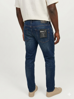 Boss Blue Shade Straight Fit Premium Imported Stretchable Lycra Fabric Denim with Embroidered Logo 4111