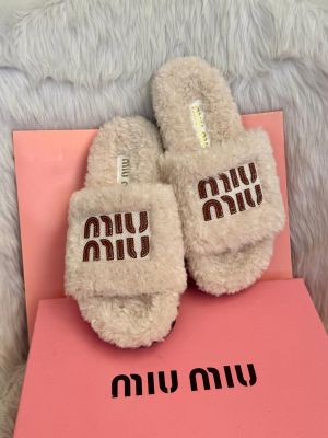 Miu Miu On Sale Furry Slides For Woman With Original Box & CarryBag SandalsChappal