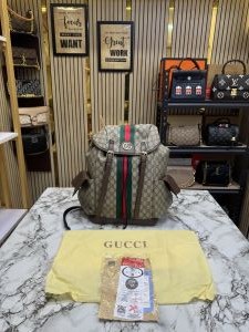 GUCC_I GG UNISEX BAGPACK WITH DUST BAG PREMIUM QUALITY (BROWN)