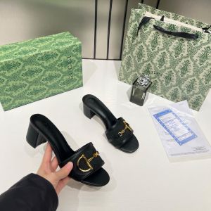 Gucc.i_Horsebit_Slide_Sandals_Mid_Heel_Iconic_GG_Canvas_With_OG_Box_&_Carry_Bag_1295-2_Black