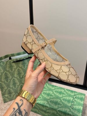 Gucci_Charline_Mesh_Mary_Jane_Flats_Ballet_Sparkling_Crystal_GG_Monogram_With_OG_Box_&_Carry_Bag_271-218_Apricot
