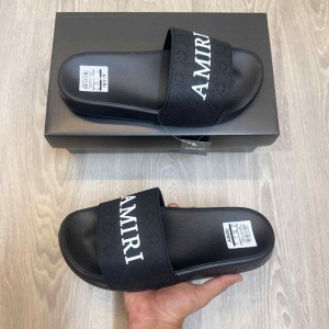 Amir.i MA Quad Logo Embossed Black Slides