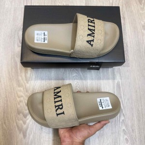 Amir.i MA Quad Logo Embossed Beige Slides