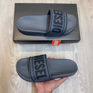 Diese.l Mayemi Logo Embossed Grey Black Slides