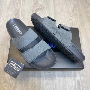 Birkenstock Adjust Velcro Straps Soft Cushion Grey Slides