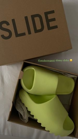 Adidass Yeezy Glow Green Slides For Women With Original Box