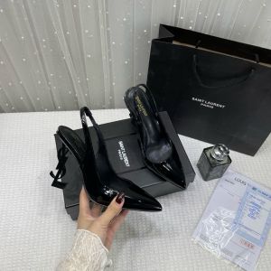 Ysl Saint Laurent Opyum Heel Black Black Slingback Pumps 8679 Black Black With OG Box Carry Bag