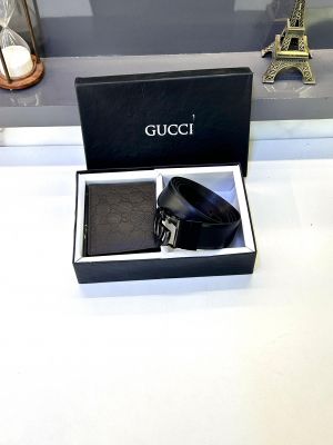 Gucc_i Belt & Wallet Combo Black Brown Fa 718