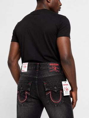 True Religion Dark Shade Straight Fit Premium Imported Fabric Denim with Back Flap pockets and Embroidered work 4210