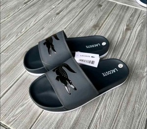 Lacost.e Croco Slide Grey White
