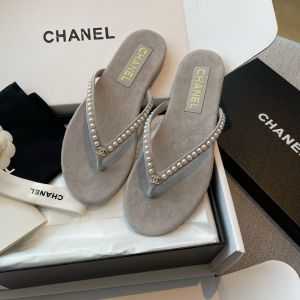 Chanell Pearl Flats Grey On Sale With Original Box Packing