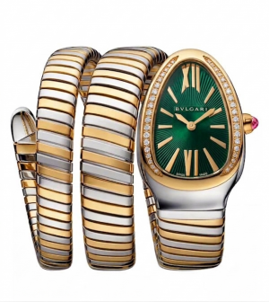 Bvlgari Serpenti Tubogas Gold Two Tune Green Dial