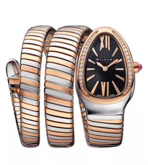 Bvlgari Serpenti Tubogas Rose Gold Two Tune Black Dial