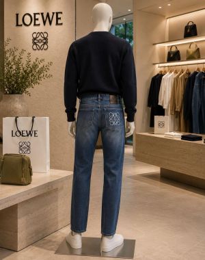 Loewe Dark Imported Fabric Back Pocket Design very Premium Straight Fit Jeans.MR394