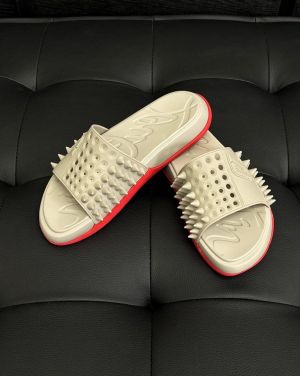 Christian loubouti.n take it easy slides bbeige