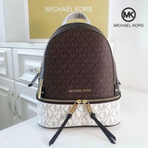 Michael Kor_s Rhea Signature Two Tone Monogram Backpack With Double Zip Compartments (13003)