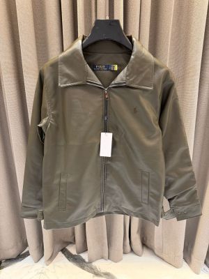 Ralp-h_Lauren Chest Logo Leather Jacket Army Green