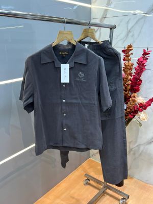 Loro Pian a Dark Grey Premium Tracksuit with Soft Cotton Fabric and Embroidered Logo 4357