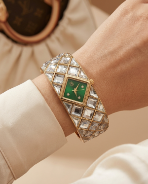 Swarovskk_i Curiosa Bangle   Gold To Green
