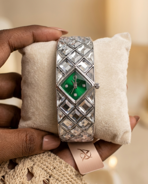 Swarrovsk_i Curiosa Bangle   Silver To Green