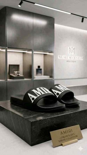 Amirii Embossed Slide Black