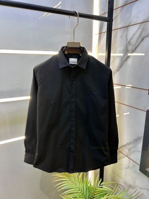 Burberr Black Premium Oxford Lycra Shirt With Brand Box Packing And Carry Bag F3535-BL
