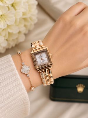 Roleex Women Square Rosegold White Dial