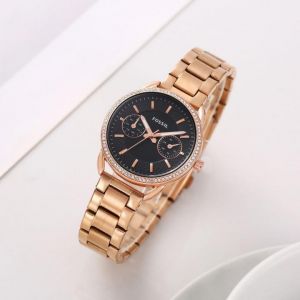 Fossiil Tailor Rosegold Black Diamond